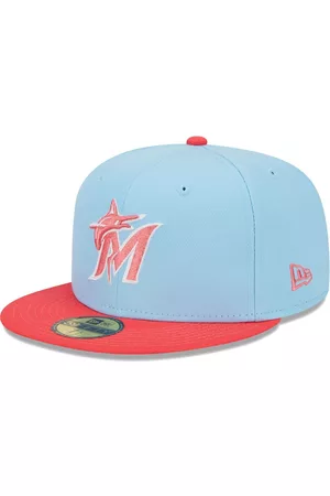 New Era Men Hats - Men's Light Blue, Red Miami Marlins Spring Color Two-Tone 59FIFTY Fitted Hat