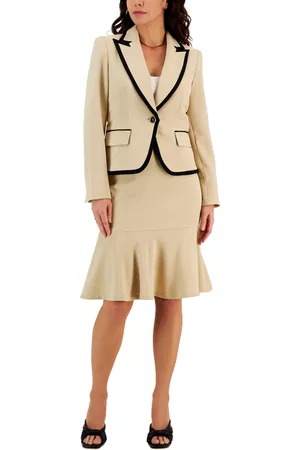 Le Suit Women Suits - Women's Trimmed One-Button Skirt Suit, Regular and Petite Sizes