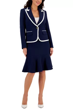 Le Suit Women Suits - Women's Trimmed One-Button Skirt Suit, Regular and Petite Sizes