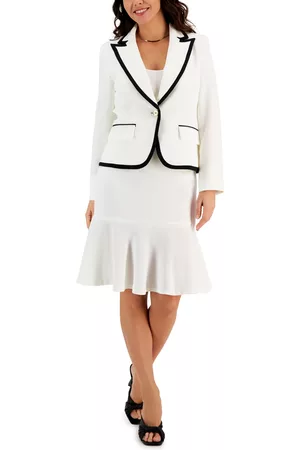 Le Suit Women Suits - Women's Trimmed One-Button Skirt Suit, Regular and Petite Sizes