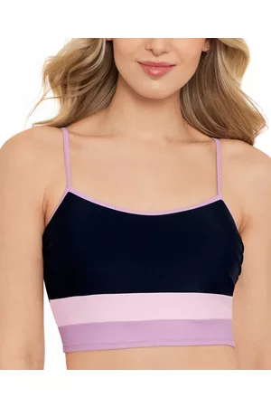 Salt + Cove Women Bikini Tops - Juniors' Colorblocked Longline Bikini Top, Created for Macy's Women's Swimsuit