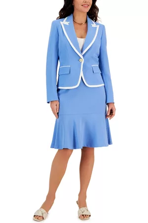 Le Suit Women Suits - Women's Trimmed One-Button Skirt Suit, Regular and Petite Sizes