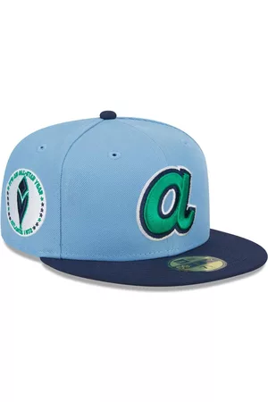 New Era Men Hats - Men's Light Blue, Navy Atlanta Braves Green Undervisor 59FIFTY Fitted Hat
