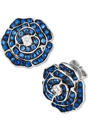 Le Vian Denim Ombre (1-1/2 ct. t.w.) & Nude Diamond (1/10 ct. t.w.) Flower Stud Earrings in 14k White Gold