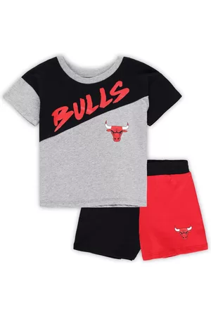 Outerstuff Girls Sports T-Shirts - Toddler Boys and Girls Black, Gray Chicago Bulls Super Star T-shirt and Shorts Set