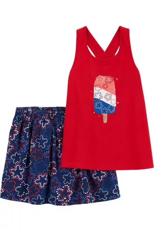 Carters Girls Outfit Sets - Big Girls 4th of July Outfit Tank and Skorts, 2 Piece Set