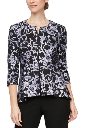 Alex Evenings Women Floral Jackets - Embroidered Floral Jacket
