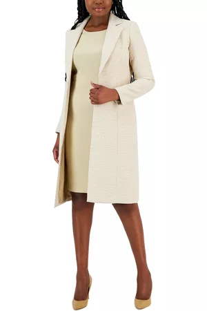 Le Suit Women Work Dresses - Tweed Topper Jacket and Crewneck Sheath Dress Suit, Regular and Petite Sizes