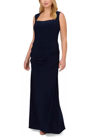 Adrianna Papell Women Sleeveless Dresses - Plus Size Sleeveless Ruched Gown