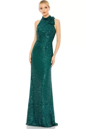 Mac Duggal Women Evening Dresses & Gowns - Women's Ieena For Sequined Soft Tie Halter Neck Column Gown
