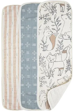 CRANE BABY Baby Boys Ezra Cotton Burp Cloths, Pack of 3