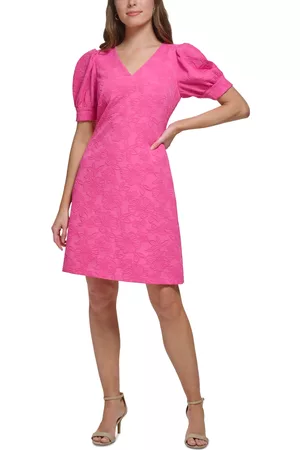 Tommy Hilfiger Women Puff Sleeve & Puff Shoulder Dresses - Women's Blossom Jacquard Puff-Sleeve Dress