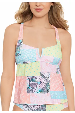 Salt + Cove Women Swimsuits - Juniors' Printed V-Wire Tanikini Top, Created for Macy's Women's Swimsuit