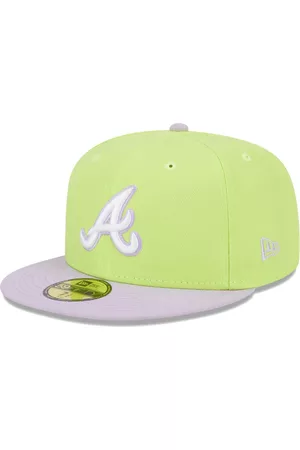 New Era Men Hats - Men's Neon Green and Lavender Atlanta Braves Spring Color Two-Tone 59FIFTY Fitted Hat