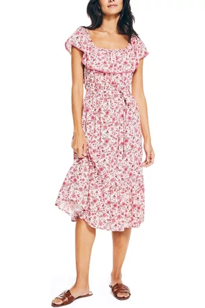Nautica Women Strapless Dresses - Women's Crafted Printed Off-The-Shoulder Dress