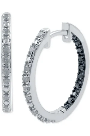 Marsala White Diamond (1/6 ct. t.w.) & Black Diamond (1/10 ct. t.w.) In & Out Small Hoop Earrings in
