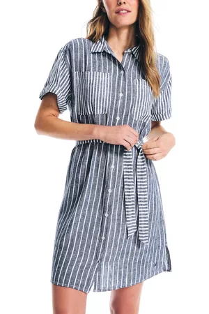 Nautica Women Graduation Dresses - Women's Crafted Striped Shirt Dress