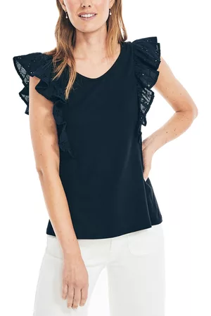 Nautica Women Tops - Women's Eyelet Short Sleeve Top