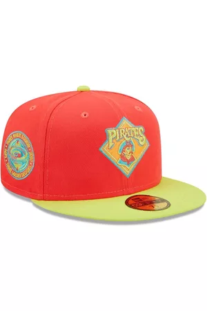 New Era Men Hats - Men's Red, Neon Green Pittsburgh Pirates Lava Highlighter Combo 59FIFTY Fitted Hat