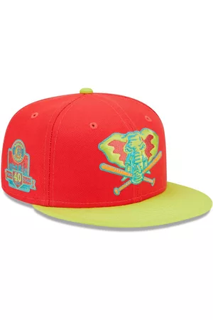 New Era Men Hats - Men's Red, Neon Green Oakland Athletics 40th Anniversary Lava Highlighter Combo 59FIFTY Fitted Hat
