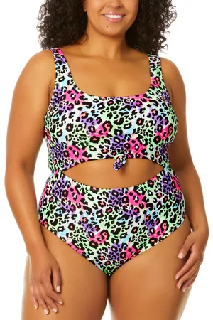 Salt + Cove Women Swimsuits - Trendy Plus Size Leopard Love Cutout One-Piece Swimsuit, Created for Macy's Women's Swimsuit