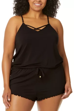 Salt + Cove Women Beachwear - Plus Size Strappy Romper Cover-Up, Created for Macy's Women's Swimsuit