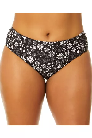 Salt + Cove Women Bikini Bottoms - Trendy Plus Size Coastal Fleurs Soft Side-Tab Mid-Rise Bikini Bottoms, Created for Macy's Women's Swimsuit