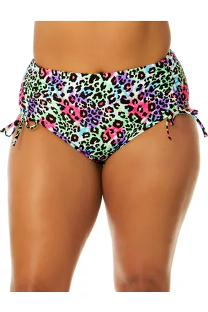Salt + Cove Women Bikini Bottoms - Plus Size Leopard Love Side-Cinch Bikini Bottoms, Created for Macy's Women's Swimsuit