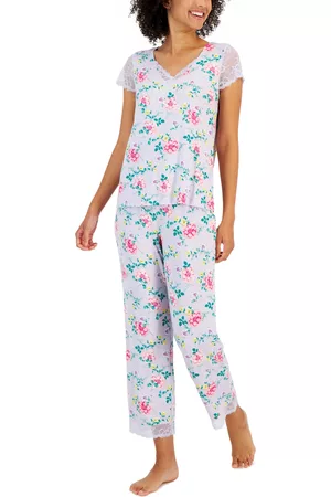 Charter Club Women Pajamas - Women's Lace-Trim Printed Pajama Set, Created for Macy's