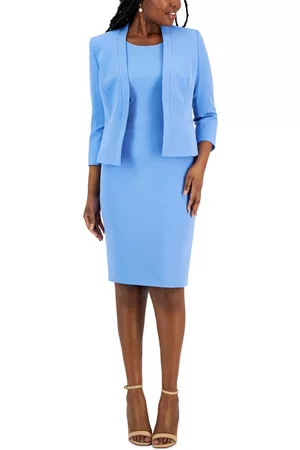 Le Suit Women Office & Work Dresses - Crepe Open Front Jacket & Crewneck Sheath Dress Suit, Regular and Petite Sizes