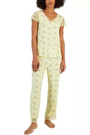 Charter Club Women Pajamas - Women's Lace-Trim Printed Pajama Set, Created for Macy's