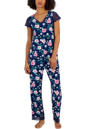 Charter Club Women Pajamas - Women's Lace-Trim Printed Pajama Set, Created for Macy's