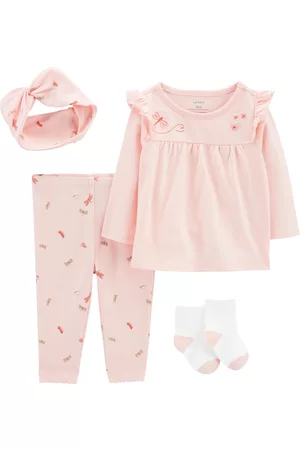 Carters Baby Girls Top, Leggings, Socks and Headband, 4 Piece Set