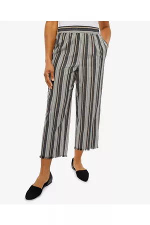 Alfred Dunner Women Pants - Women's Marrakech Stripe Ankle Pants with Fringe