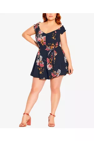 City Chic Women T-Shirts - Plus Size Floral-Print Crush Romper