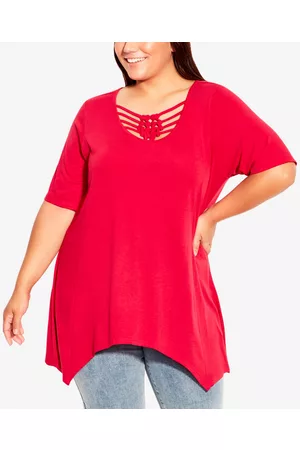 Avenue Women Tunics - Plus Size Knotted Cage Tunic Top
