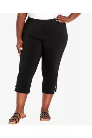 Avenue Women Stretch Pants - Plus Size Super Stretch Split Hem Capri Pants