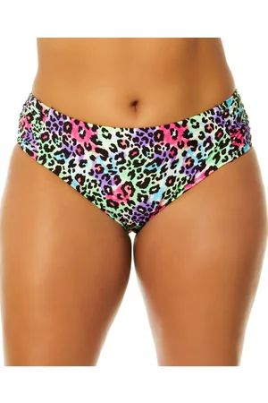 Salt + Cove Women Bikini Bottoms - Trendy Plus Size Leopard Love Soft Side-Tab Mid-Rise Bikini Bottoms, Created for Macy's Women's Swimsuit