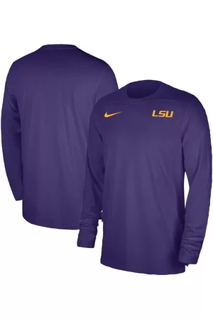 Nike Men Long Sleeved Shirts - Men's Lsu Tigers 2023 Sideline Coaches Long Sleeve Performance Top