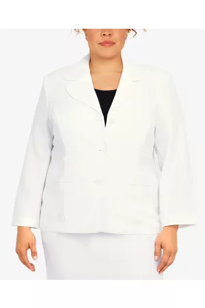 Alfred Dunner Women Long Sleeved Shirts - Plus Size Classic Chic Button Front Long Sleeve Jacket
