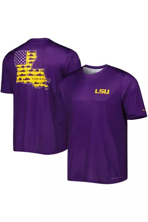 Columbia Men Sports T-Shirts - Men's Lsu Tigers Terminal Tackle Omni-Shade T-shirt