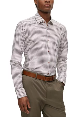 Leased Men Long Sleeved Shirts - Boss by Hugo Boss Men's Slim-Fit Shirt