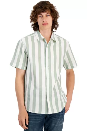 And Now This Men Short sleeved Shirts - Men's Regular-Fit Striped Short-Sleeved Woven Shirt, Created for Macy's