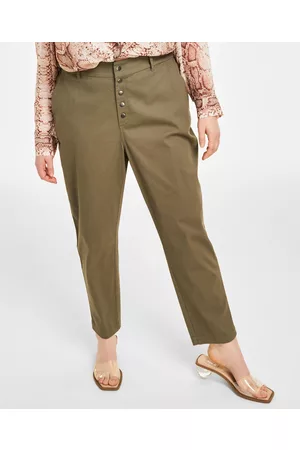 Bar Iii Women Capris - Plus Size Snap Closure High-Rise Tapered Pants, Created for Macy's