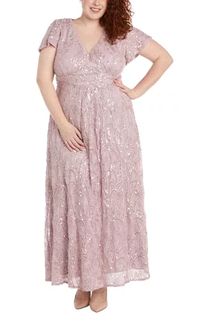 R & M Richards Women Evening Dresses & Gowns - Plus Size Sequined Fit & Flare Gown