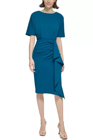 Calvin Klein Women Ruched Dresses - Women's Ruffled Ruched Sheath Dress