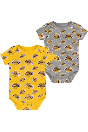 Outerstuff Girls Swimsuits - Infant Boys and Girls Gold, Gray Los Angeles Lakers Two-Pack Double Up Bodysuit Set