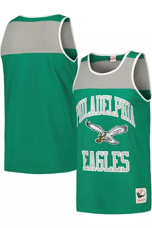 Mitchell & Ness Men Tank Tops - Men's Kelly Green and Silver Philadelphia Eagles Heritage Colorblock Tank Top