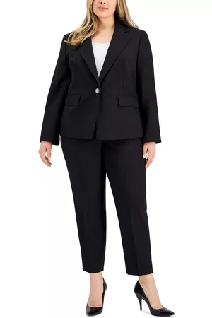 Le Suit Women Suits - Plus Size Stretch Crepe One-Button Pantsuit