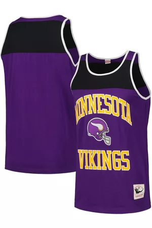 Mitchell & Ness Men Tank Tops - Men's Purple and Black Minnesota Vikings Heritage Colorblock Tank Top